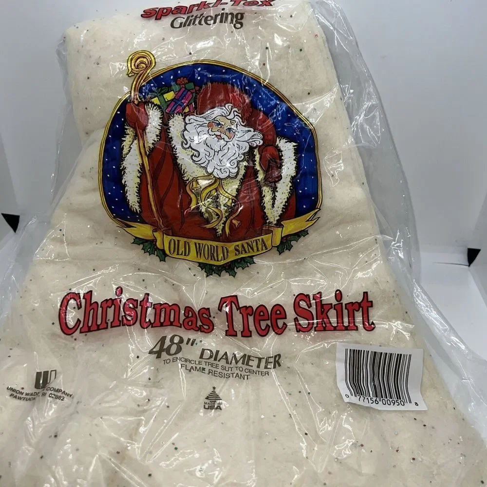 Vintage Sparkl-Tex Glittering Christmas Tree Skirt White w/ Glitter 48